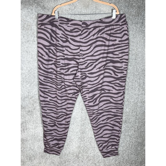 LOGO Lounge Lori Goldstein Jogger Pants Womens‎ 2X Purple Zebra Pull On Pockets - Picture 2 of 9